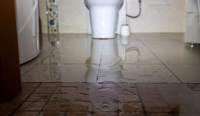 Bathroom floor water leak