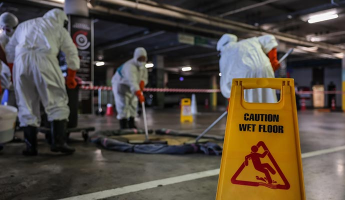 Chemical spilled floor cleaning service