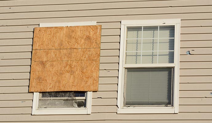 Boarded-up window