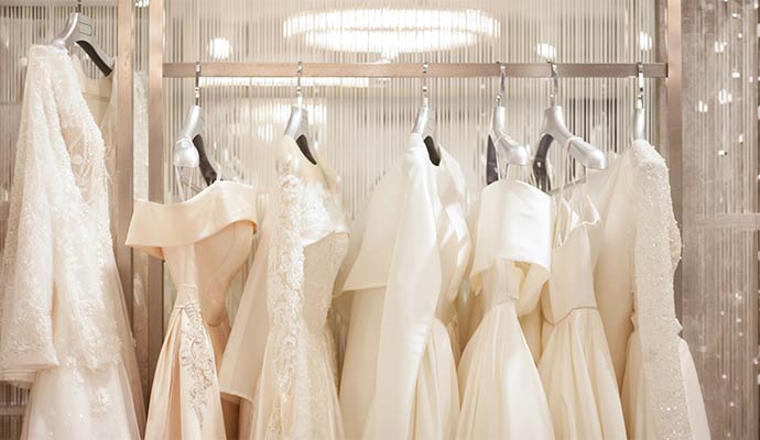 Bridal gown on the room and specialty cleaned