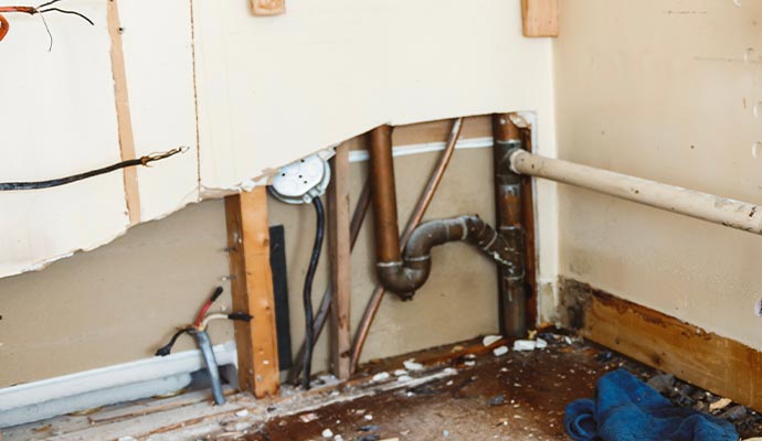 Broken pipe line structural damage