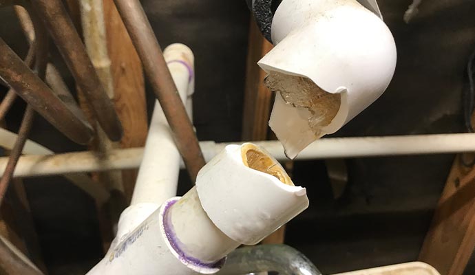 Broken water pipe Broken water pipe