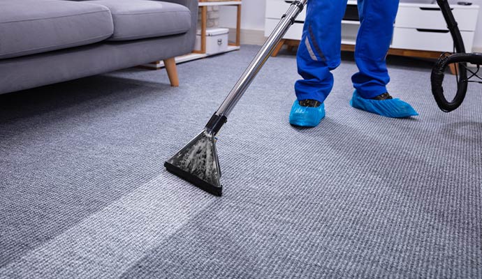 Carpet cleaning service by technician