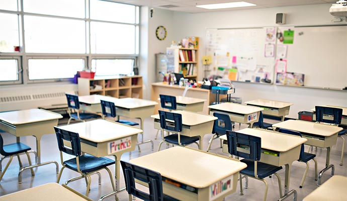 Clean classroom interior