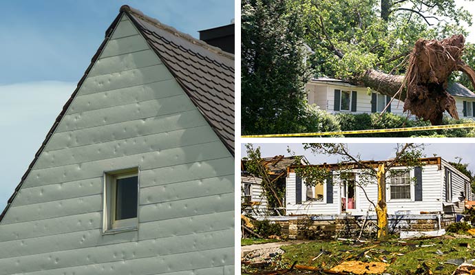 Collage of hail, wind, and storm damage
