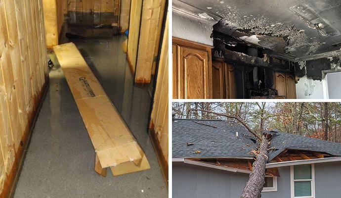 Collage of home damage restoration