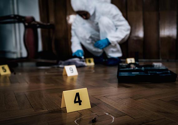 Crime scene detective finding clues