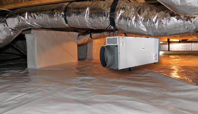 Dehumidifier in a crawl space