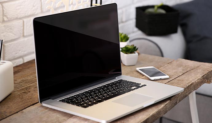 Laptop and smartphone on the table