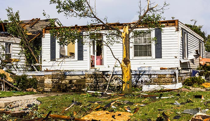 Tornado damaged house