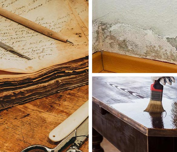 Documents, wall and furniture restorations