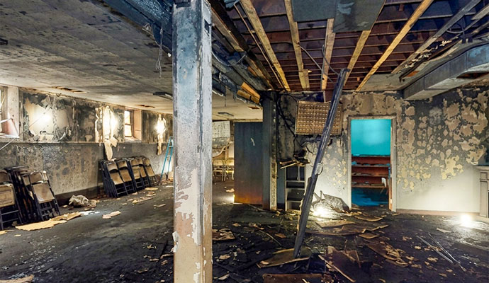 Heat and flame damage after a fire