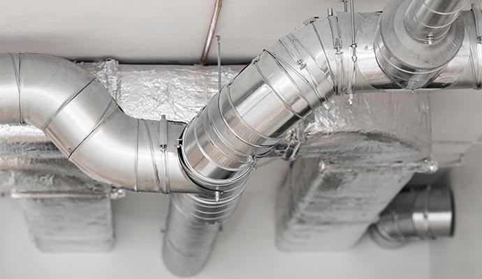 HVAC ducts on industrial ceiling