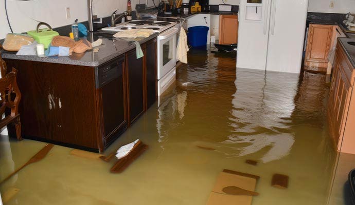 Flood damaged kitchen