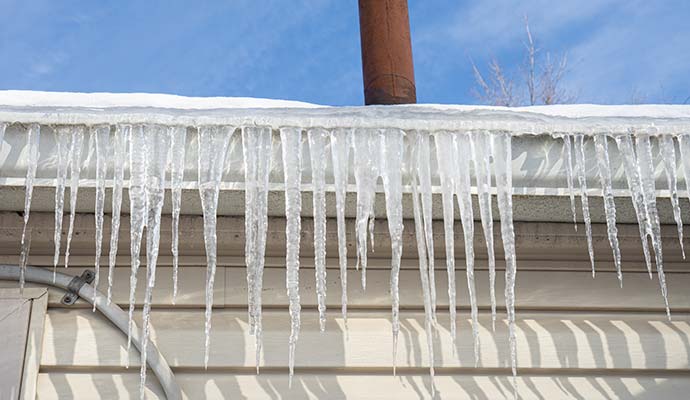 Ice dam on roof