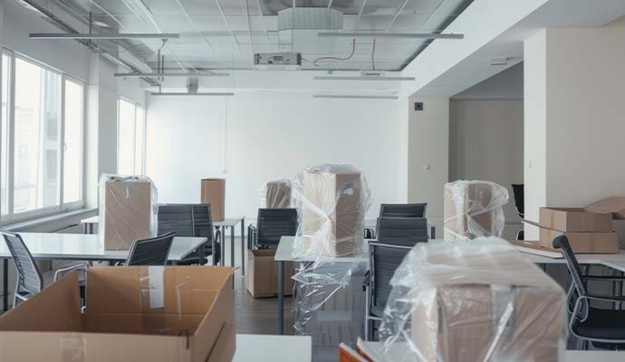 Office items wrapped for pack-out