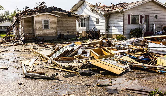 Severely damaged property due to disaster