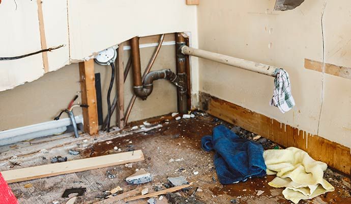 Structural wall damage due to broken water line