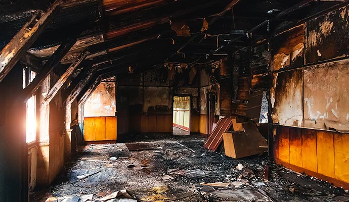 Structurally fire damaged commercial property