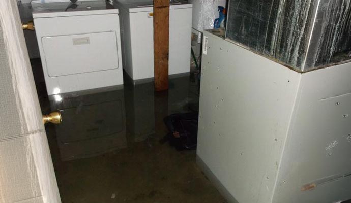 Water damage washing machine area