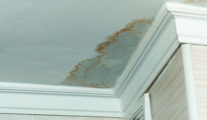 Roof leak ceiling water damage