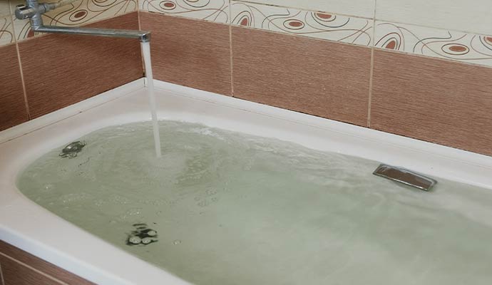 Shower tub being filled with water