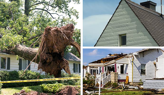 Storm and hail damaged residential property