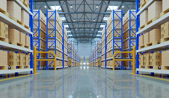 Interior of a clean and well organized warehouse
