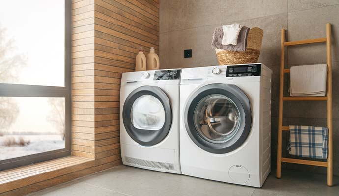 Washer and dryer in laundry room
