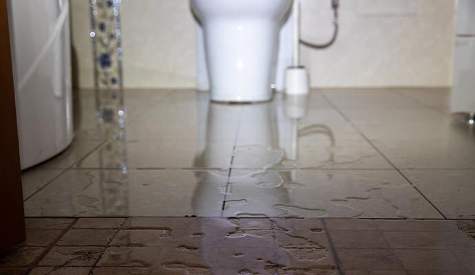 Water damaged toilet floor