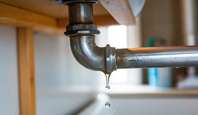 Water leaking from a pipe