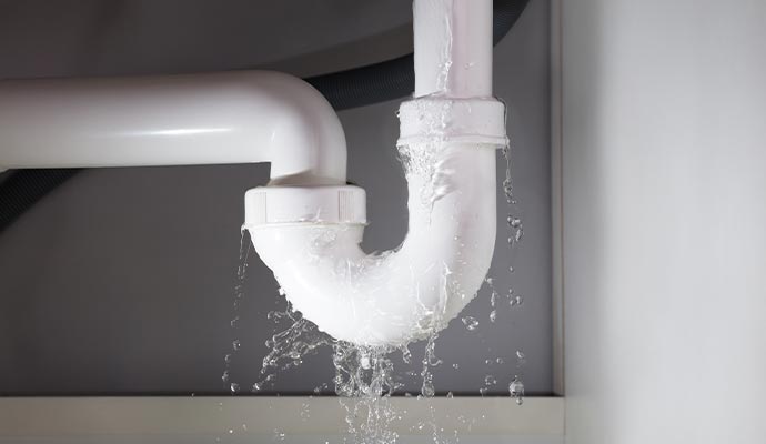 Water exposing from a leaky pipe