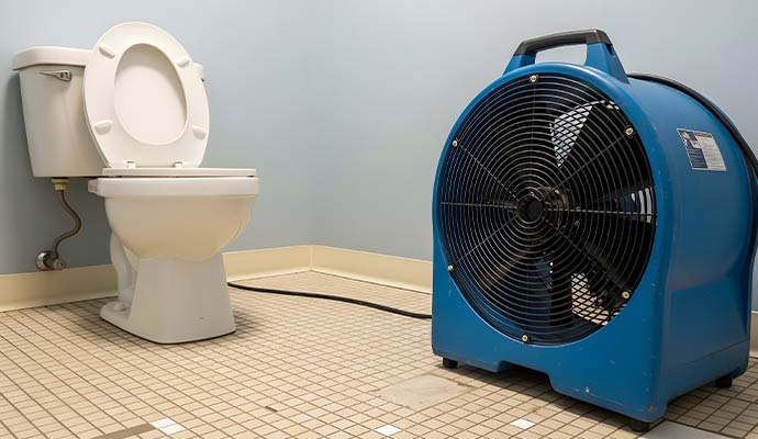 Water extraction service for toilet floor