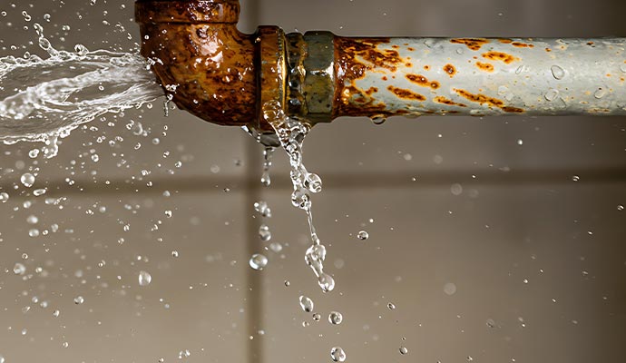 Water leak from broken main line