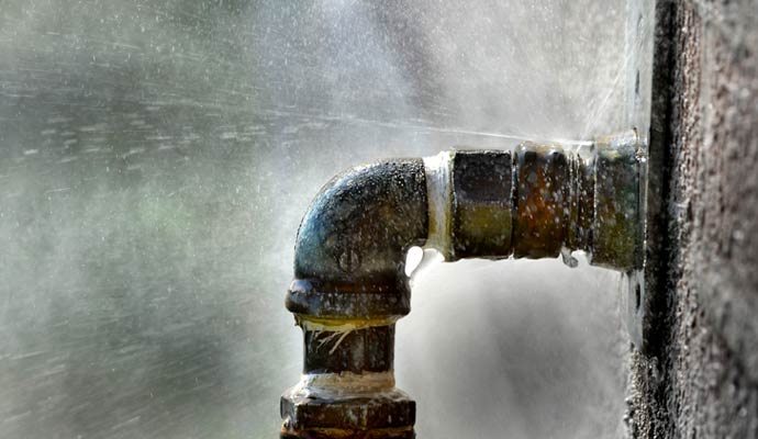 Water leaking from broken water line