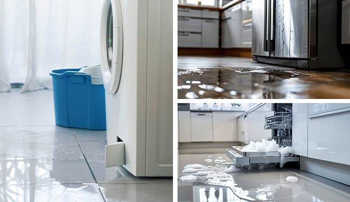 Water leaking from washing machine, refrigerator and overflowing dishwasher