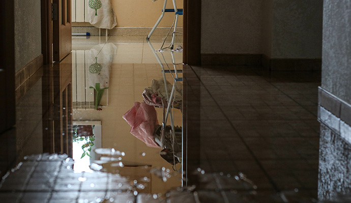 Water damaged floor due to plumbing leak