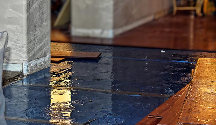 Water damaged wood floor