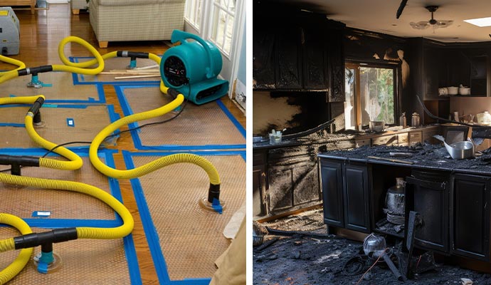 Water extraction service and fire damaged property